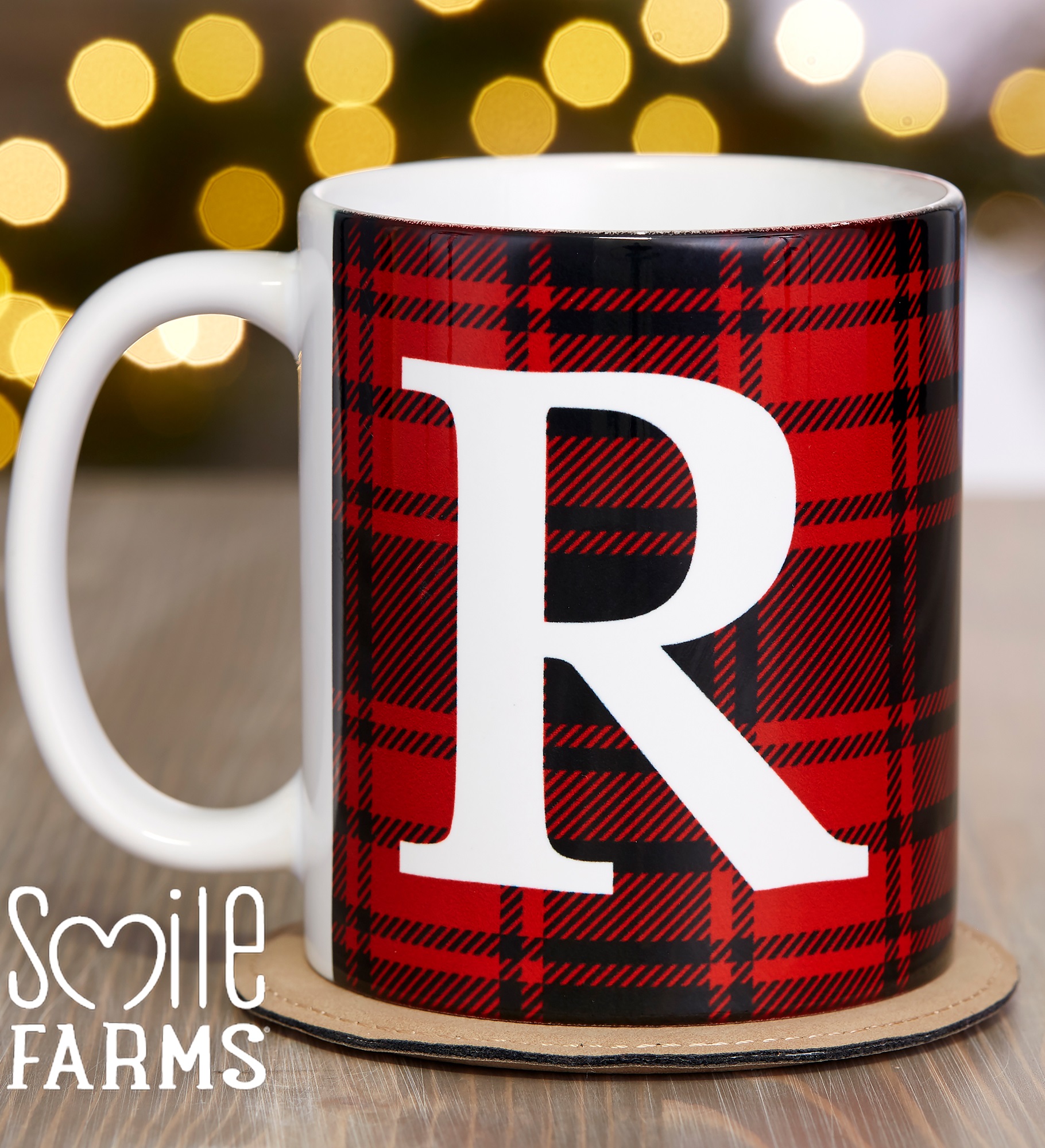 Smile Farms   Christmas Plaid Personalized Coffee Mugs